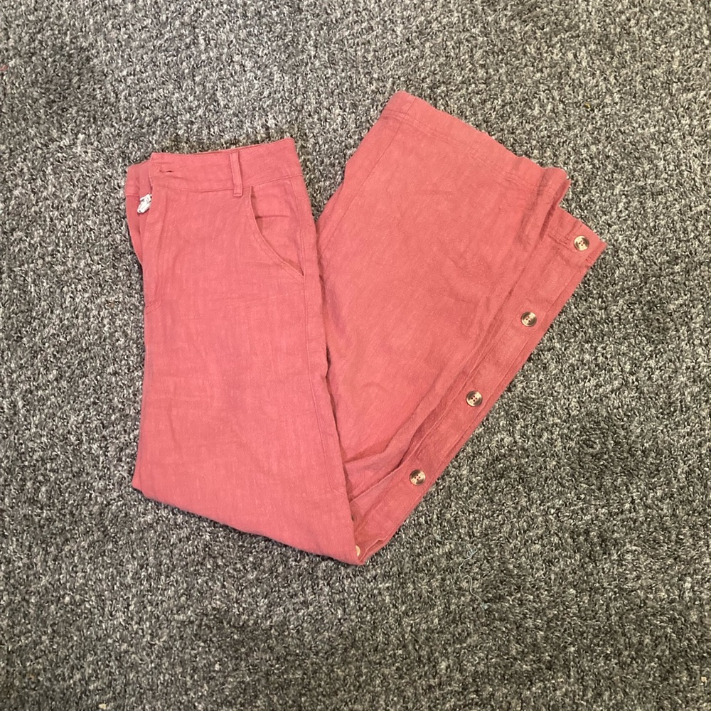 Coral linen blend high waisted pant trousers, size medium